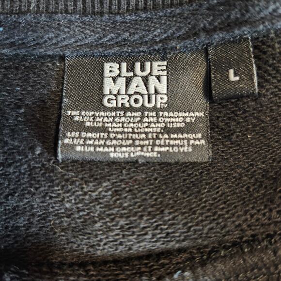 Blue Man Group Color Block Sweatshirt Kangaroo Pocket Large Black/White/Blue - Picture 5 of 12